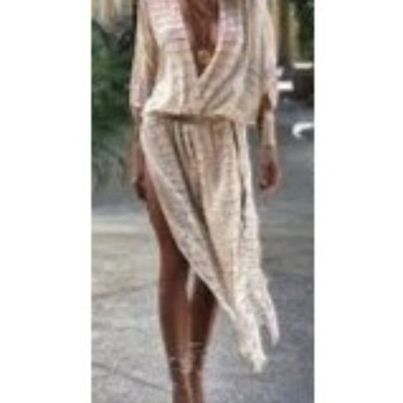 Ramona Larue Tops - Ramona Larue Erte Kaftan Alligator Print Chiffon Kimono Designer Cocoon Wrap